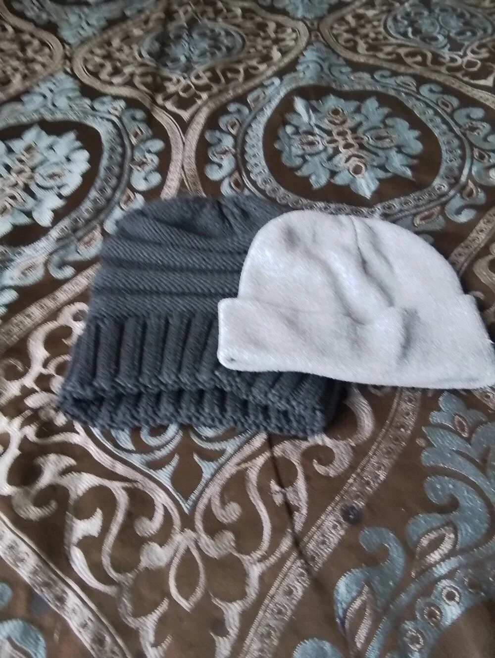 CHANEL Beanie Hat for Kids - Gray and White Knit Winter Cap